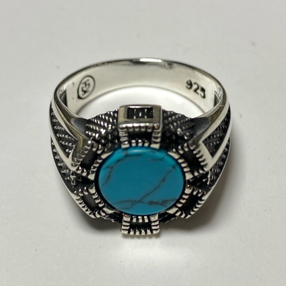 Sterling Silver and Blue Stone Ring 10